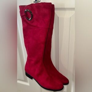Impo Red Heeled Boots with Buckle Detail